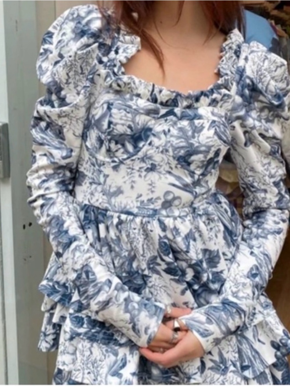 Selkie Boleyn Top Louie Toile Blue White 2X NWT